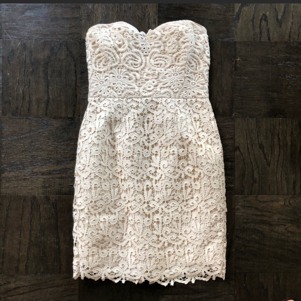 Allison Parris Sweatheart Strapless Lace Dress Sz8